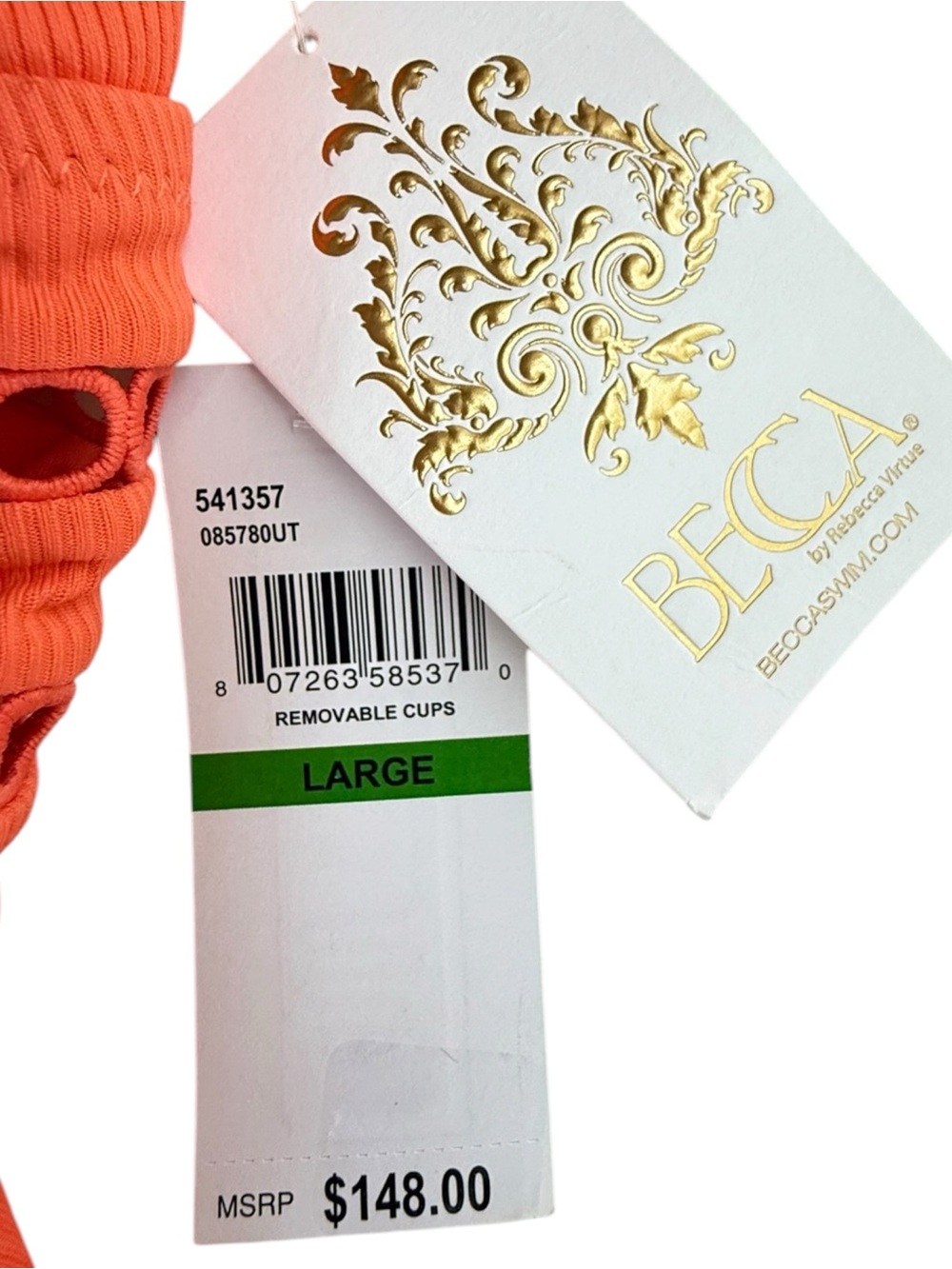 Becca by Rebecca Virtue Women's One-Piece Swimsuit Orange Size L NWT - Picture 6 of 12